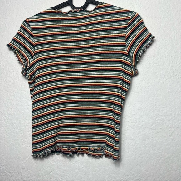 Brandy Melville Multicolor Striped Short Sleeve Top - Picture 5 of 6